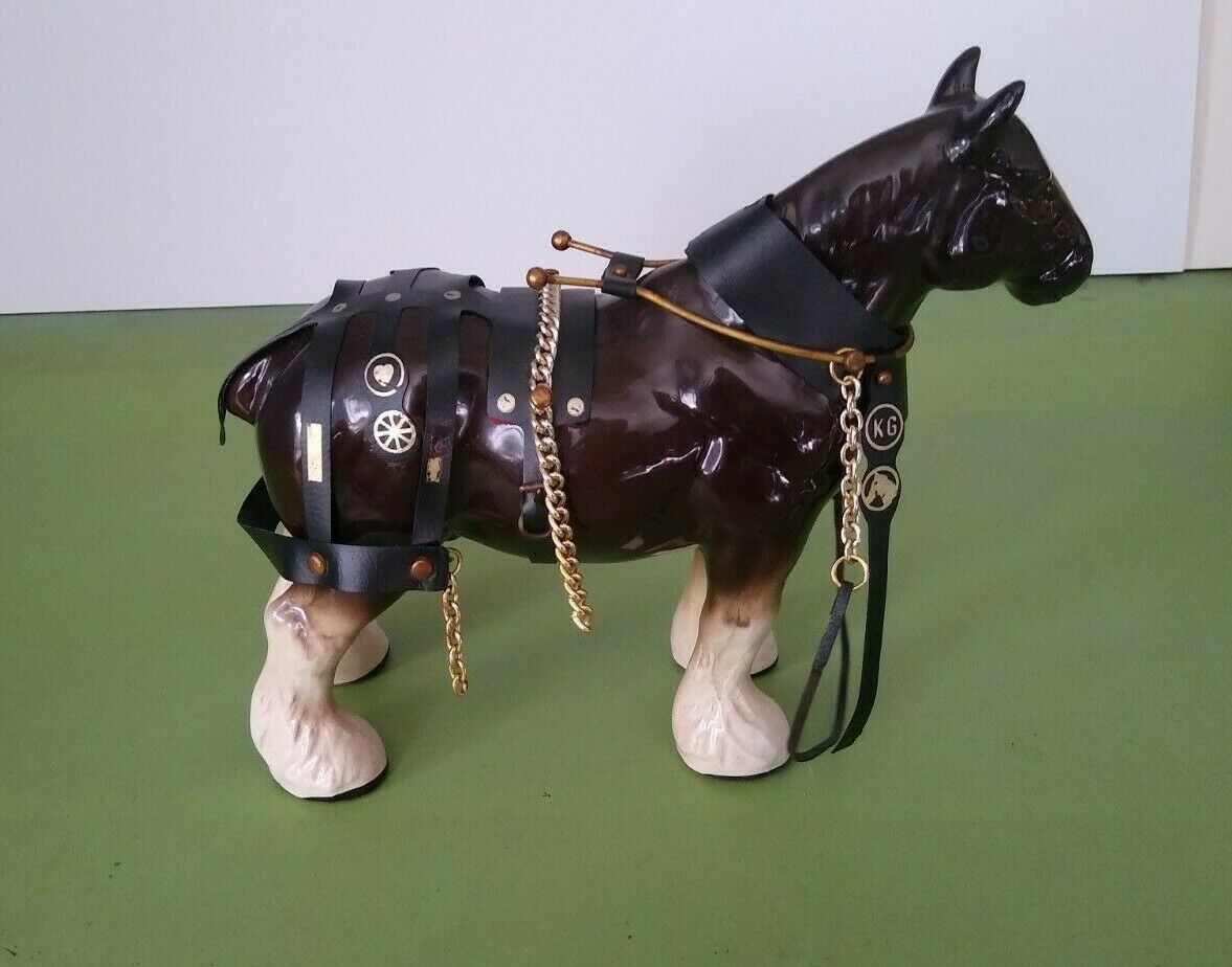 English Melba Ware Shire Horses With Harnesses 