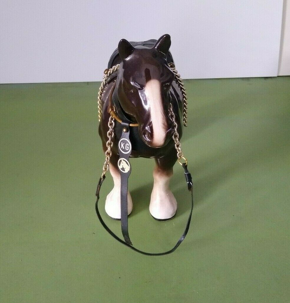 English Melba Ware Shire Horses With Harnesses 