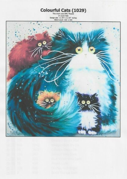 Colourful Cats Cross Stitch Chart Only
