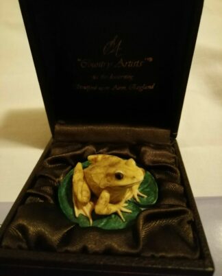 Country Artist Frog Sitting On Water Lily Pad In Original Fitted Box