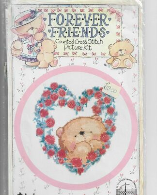 Forever Friends Valentine Bear Cross Stitch - Chart / Leftover Threads Only