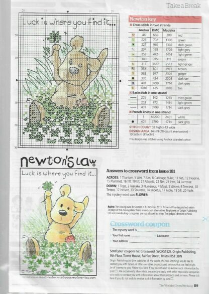 Newton's Law Cross Stitch Chart Only