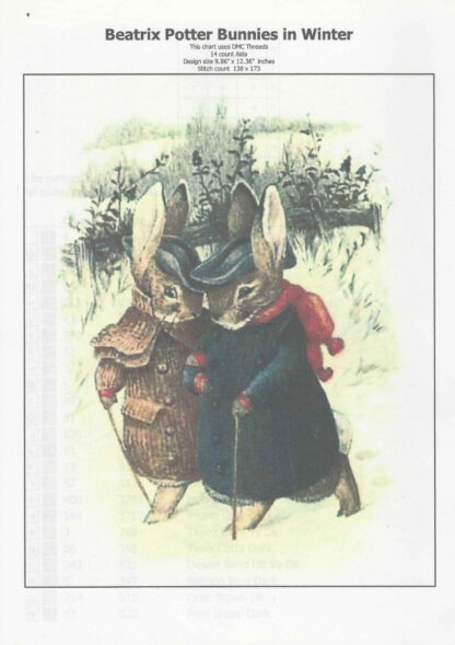 Beatrix Potter Bunnies In Winter Dmc Cross Stitch Chart - Chart Only