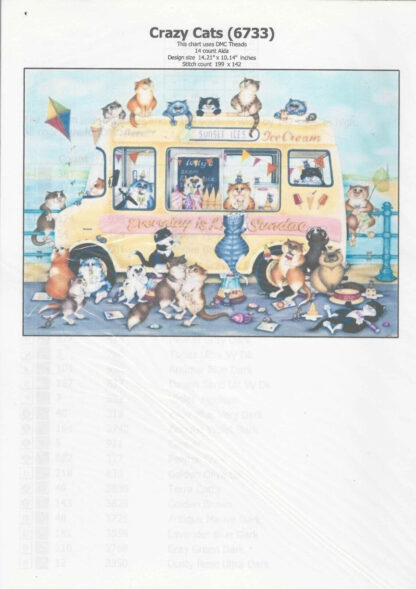 Crazy Cats Cross Stitch Chart - Chart Only