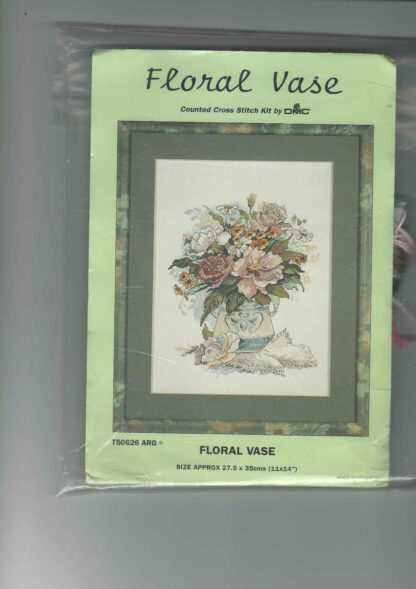 Dmc Floral Vase Cross Stitch Kit - Chart And Leftover Threads Only