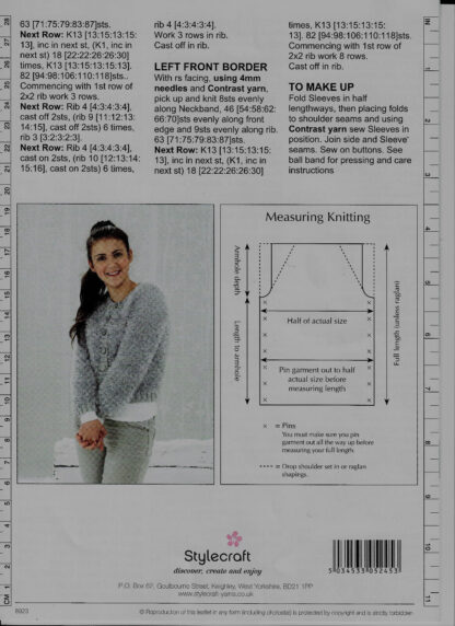 Stylecraft Easy Knit Girls/ladies Eskimo Cardigan Dk Knitting Pattern 8923